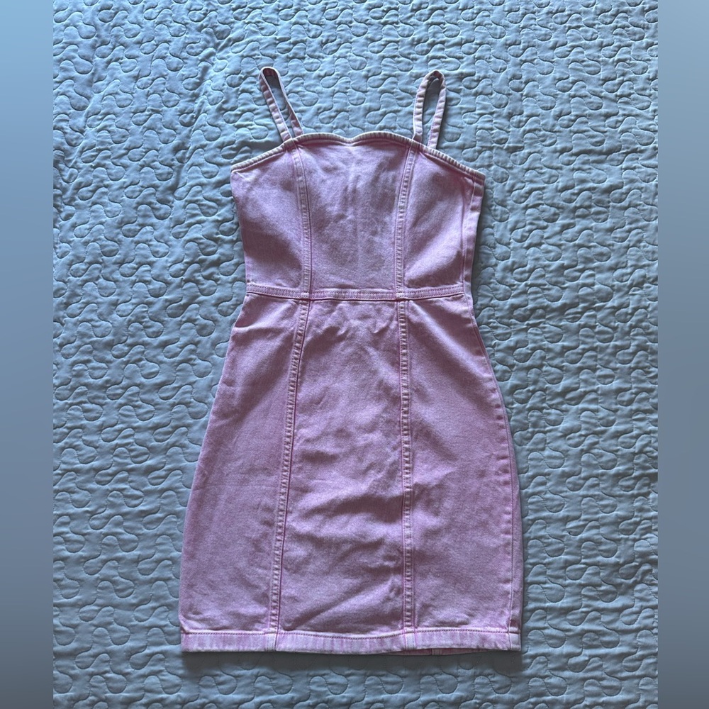 H&M pink denim mini dress